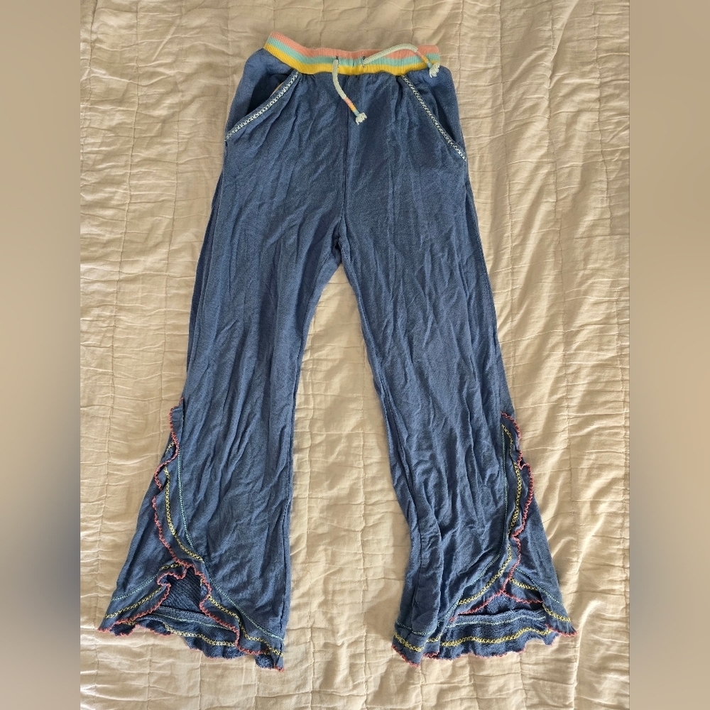 Matilda Jane Magic Startdust Pants  Embroidered Blue Girls Size 8 Ruffles